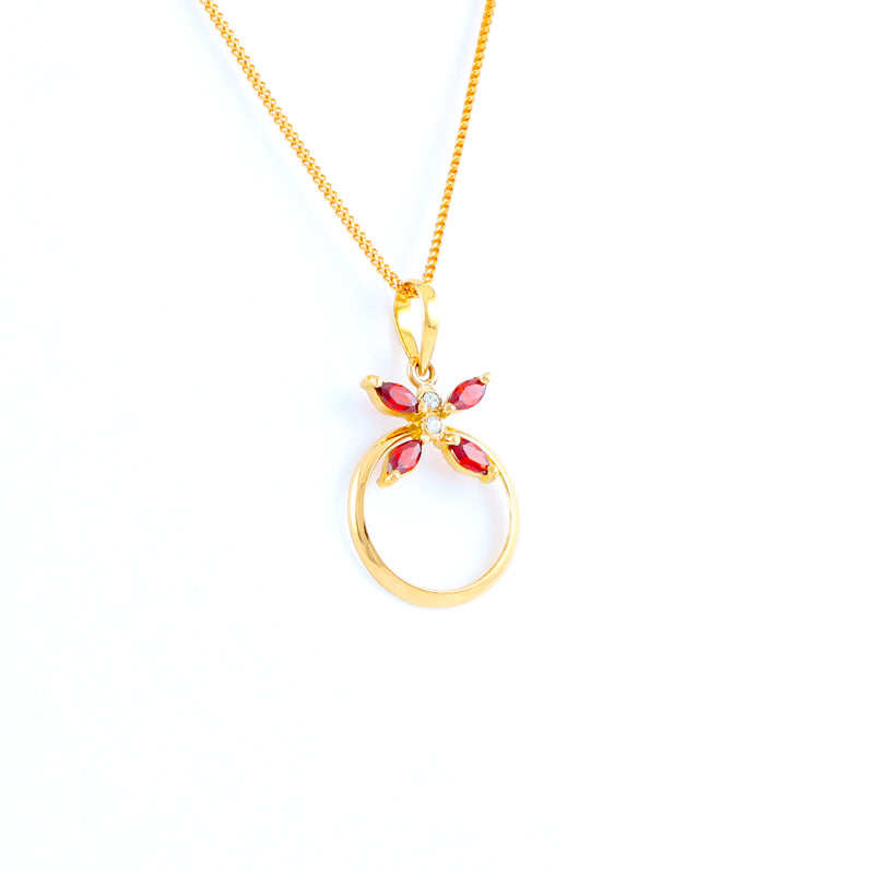 22KT YELLOW GOLD STONE STUDDED LADIES PENDANT (PE0001679)