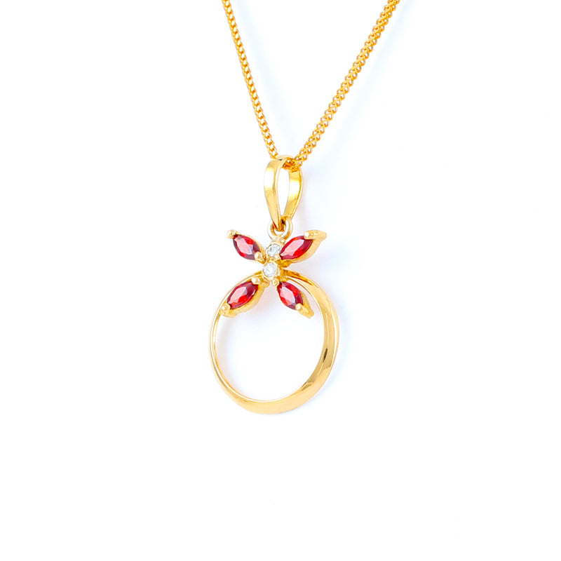 22KT YELLOW GOLD STONE STUDDED LADIES PENDANT (PE0001679)