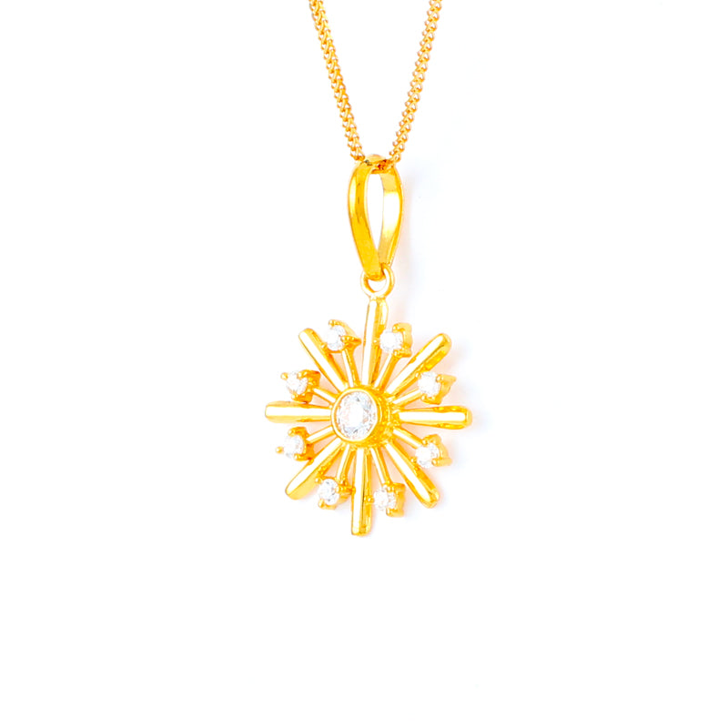 22KT YELLOW GOLD STONE STUDDED LADIES PENDANT (PE0001681)