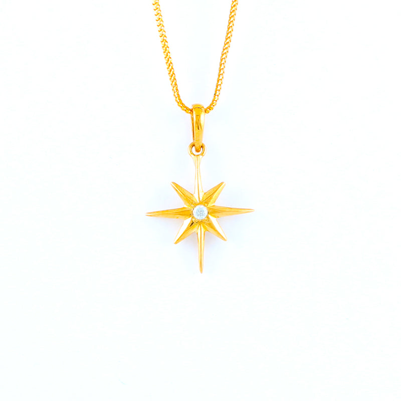 22KT YELLOW GOLD STONE STUDDED PENDANT (PE0001687)