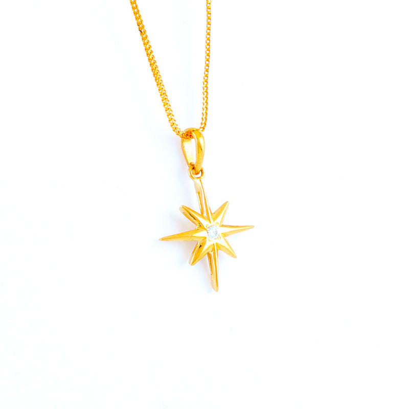 22KT YELLOW GOLD STONE STUDDED PENDANT (PE0001687)