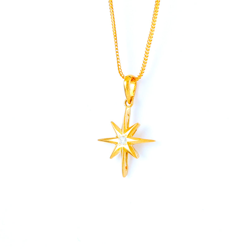 22KT YELLOW GOLD STONE STUDDED PENDANT (PE0001687)