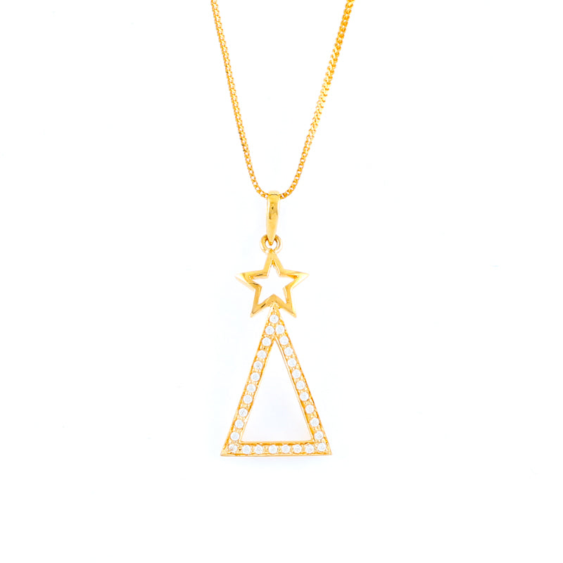 22KT YELLOW GOLD STONE STUDDED PENDANT (PE0001689)