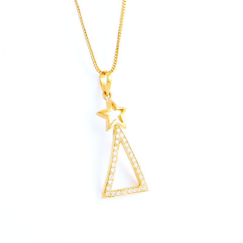 22KT YELLOW GOLD STONE STUDDED PENDANT (PE0001689)