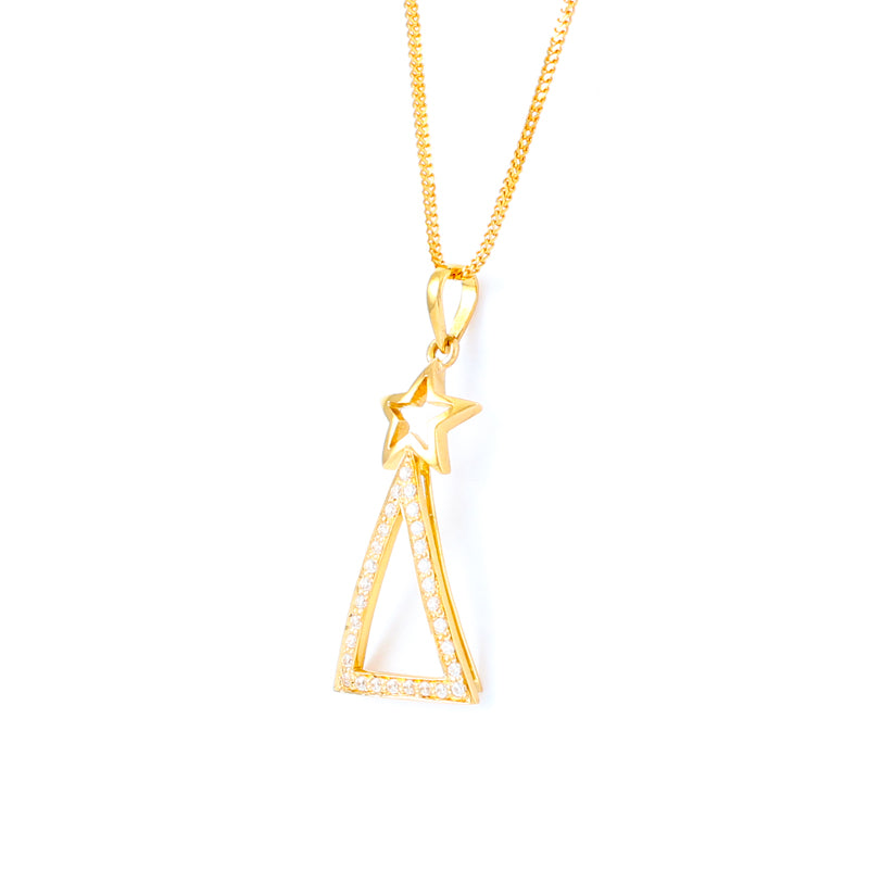 22KT YELLOW GOLD STONE STUDDED PENDANT (PE0001689)