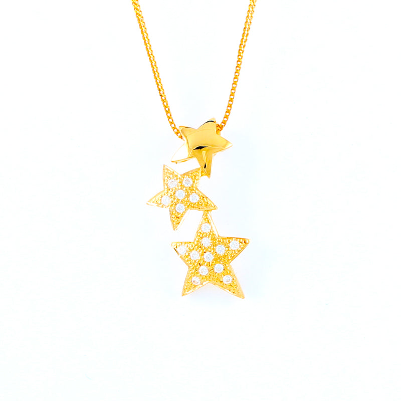22KT YELLOW GOLD STONE STUDDED PENDANT (PE0001690)