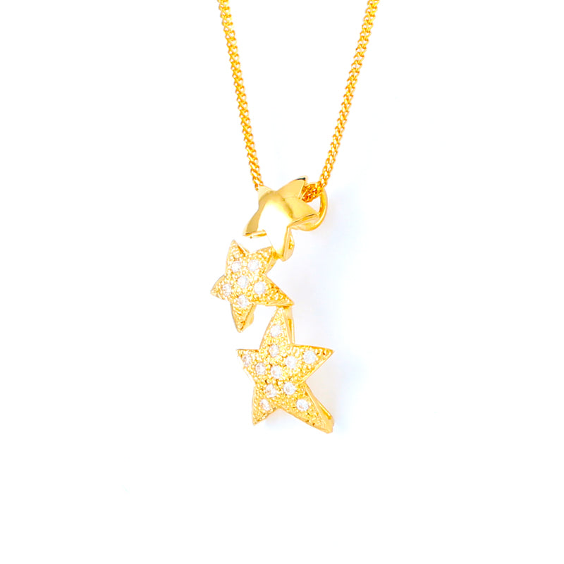 22KT YELLOW GOLD STONE STUDDED PENDANT (PE0001690)