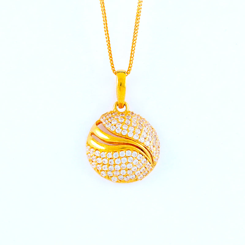 22KT YELLOW GOLD STONE STUDDED PENDANT (PE0001694)