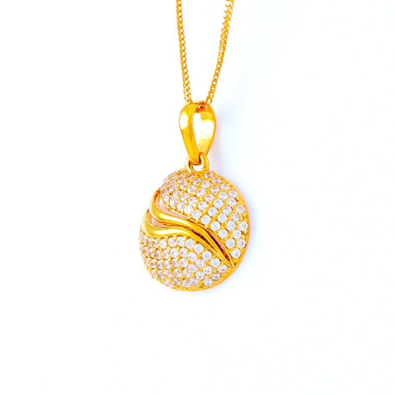 22KT YELLOW GOLD STONE STUDDED PENDANT (PE0001694)