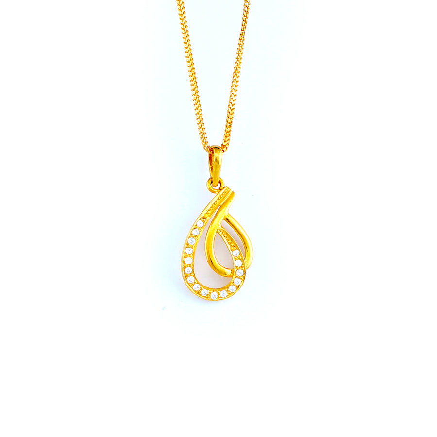 22KT YELLOW GOLD STONE STUDDED PENDANT (PE0001713)