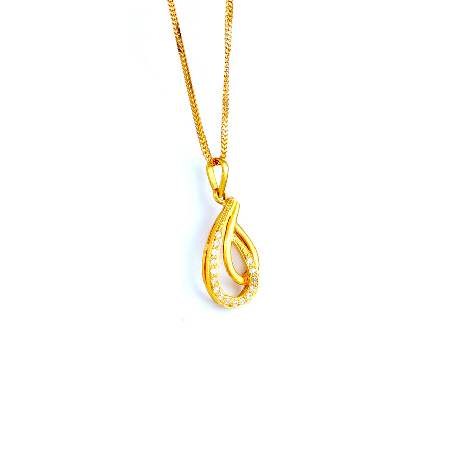 22KT YELLOW GOLD STONE STUDDED PENDANT (PE0001713)