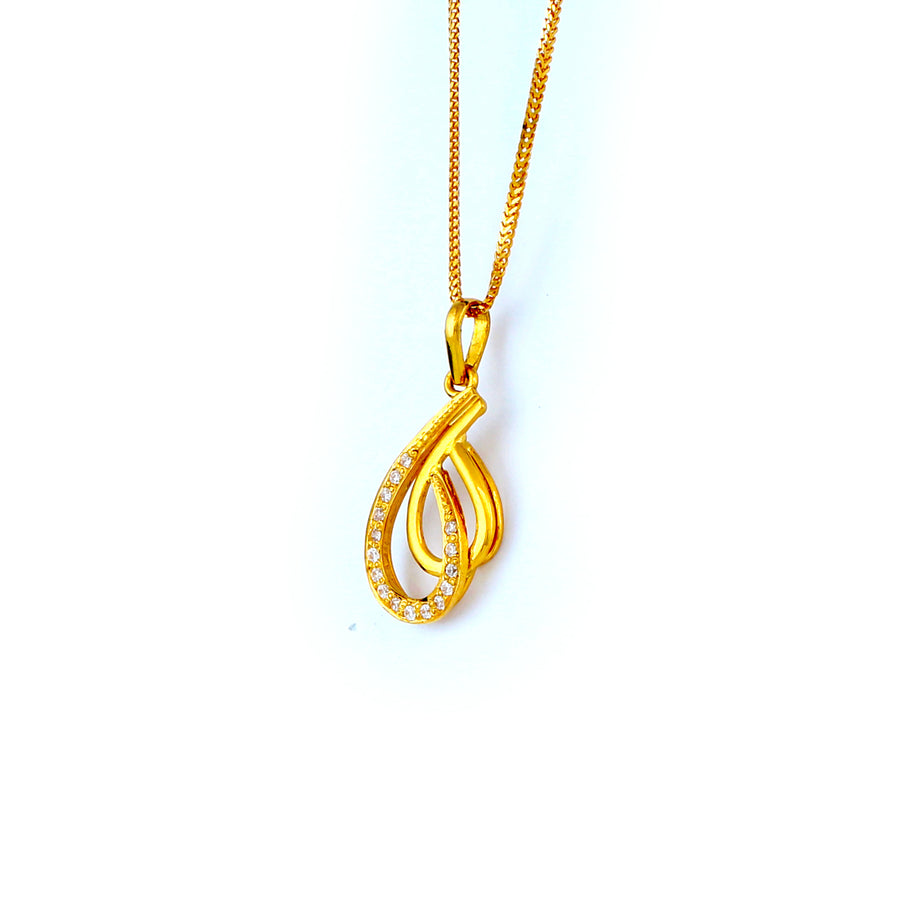 22KT YELLOW GOLD STONE STUDDED PENDANT (PE0001713)