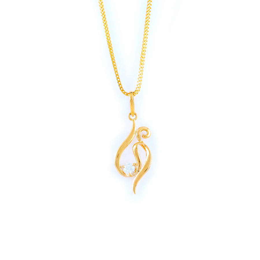 22KT YELLOW GOLD STONE STUDDED PENDANT (PE0001715)