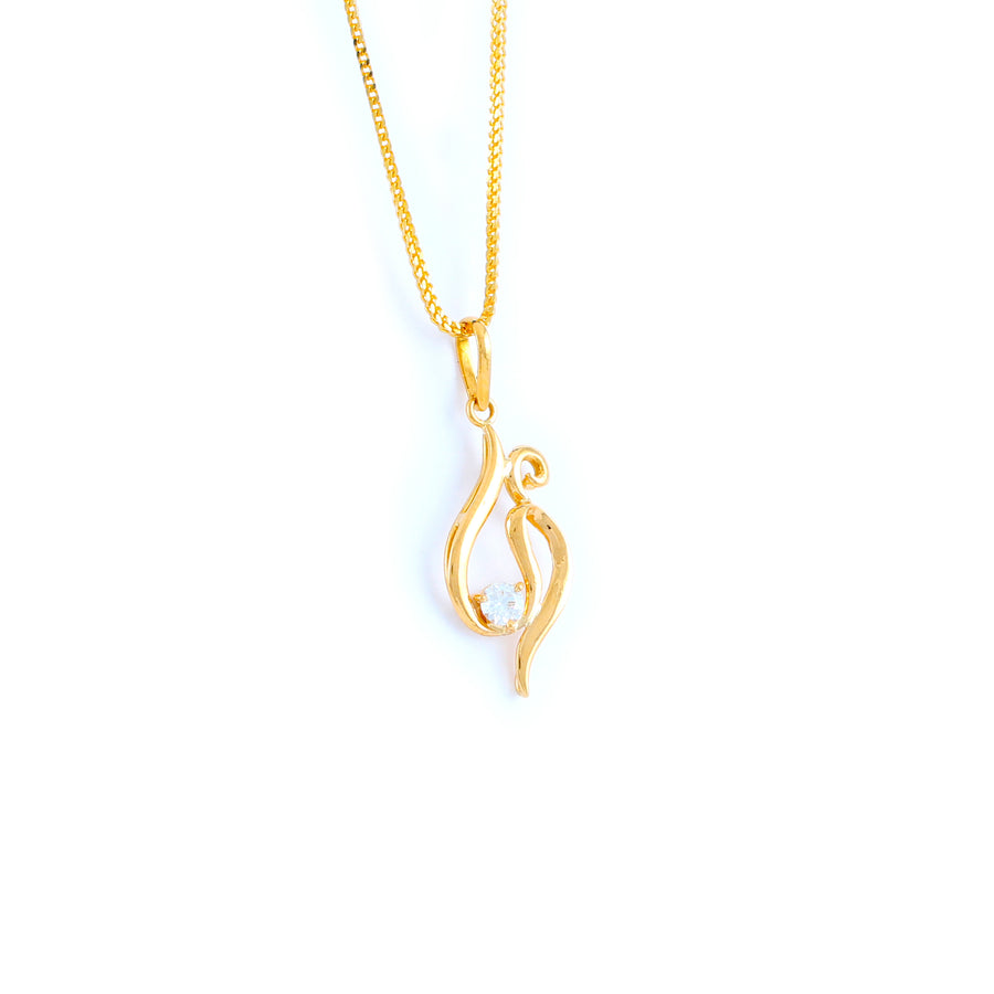 22KT YELLOW GOLD STONE STUDDED PENDANT (PE0001715)
