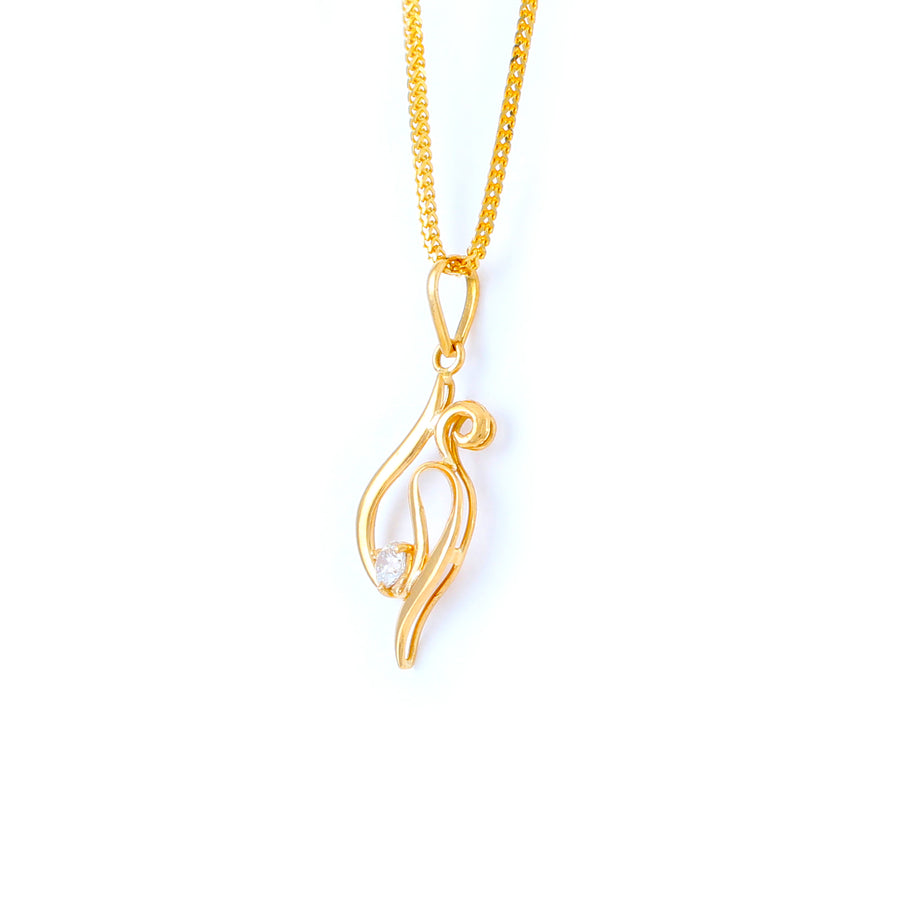22KT YELLOW GOLD STONE STUDDED PENDANT (PE0001715)