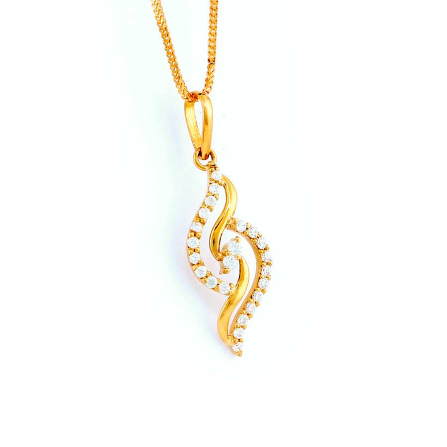 22KT YELLOW GOLD STONE STUDDED PENDANT (PE0001717)