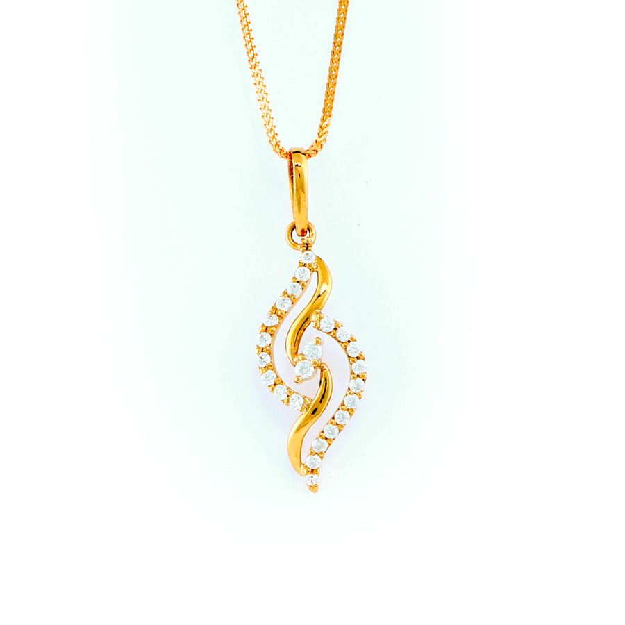 22KT YELLOW GOLD STONE STUDDED PENDANT (PE0001717)