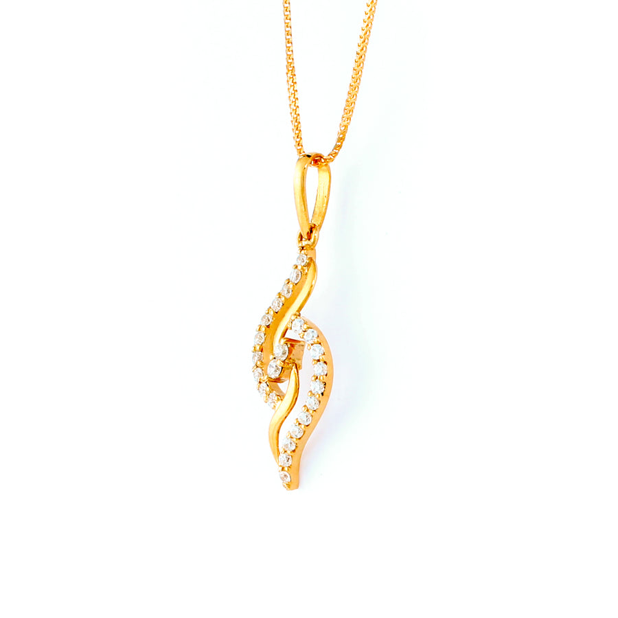 22KT YELLOW GOLD STONE STUDDED PENDANT (PE0001717)