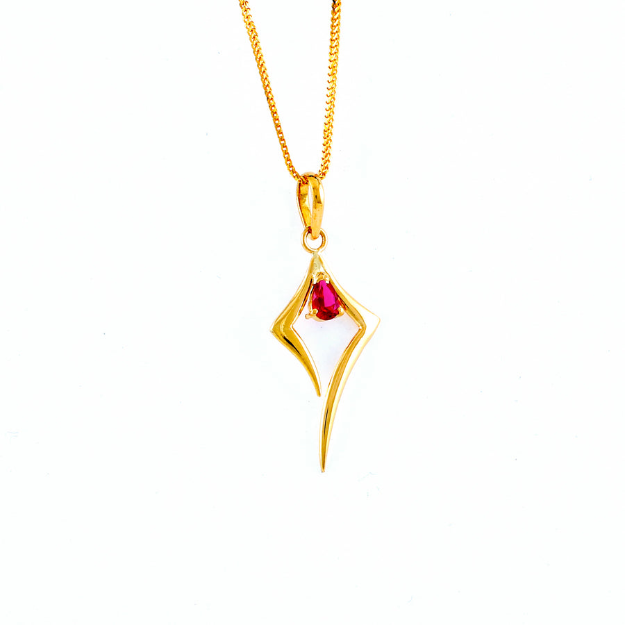 22KT YELLOW GOLD STONE STUDDED PENDANT (PE0001732)