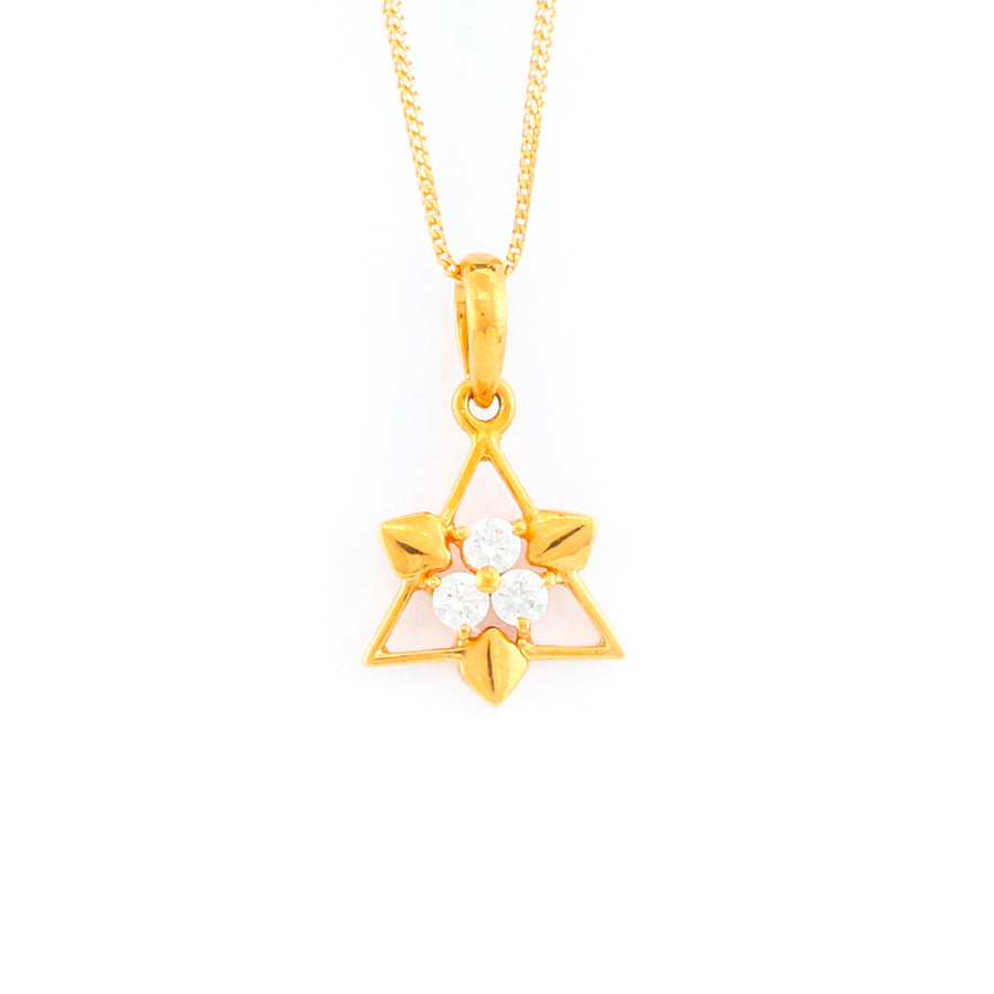 22KT YELLOW GOLD STONE STUDDED PENDANT (PE0001761)