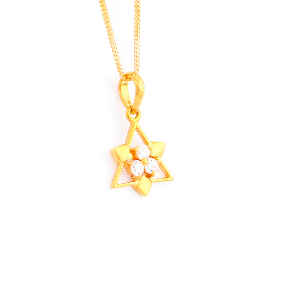 22KT YELLOW GOLD STONE STUDDED PENDANT (PE0001761)