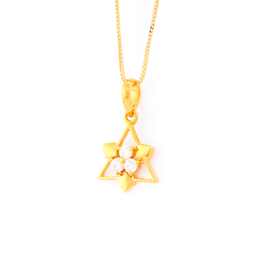 22KT YELLOW GOLD STONE STUDDED PENDANT (PE0001761)