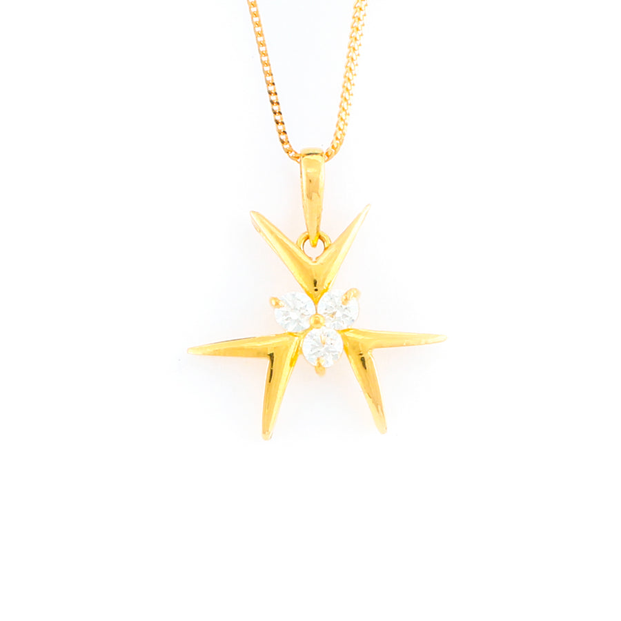 22KT YELLOW GOLD STONE STUDDED PENDANT (PE0001762)