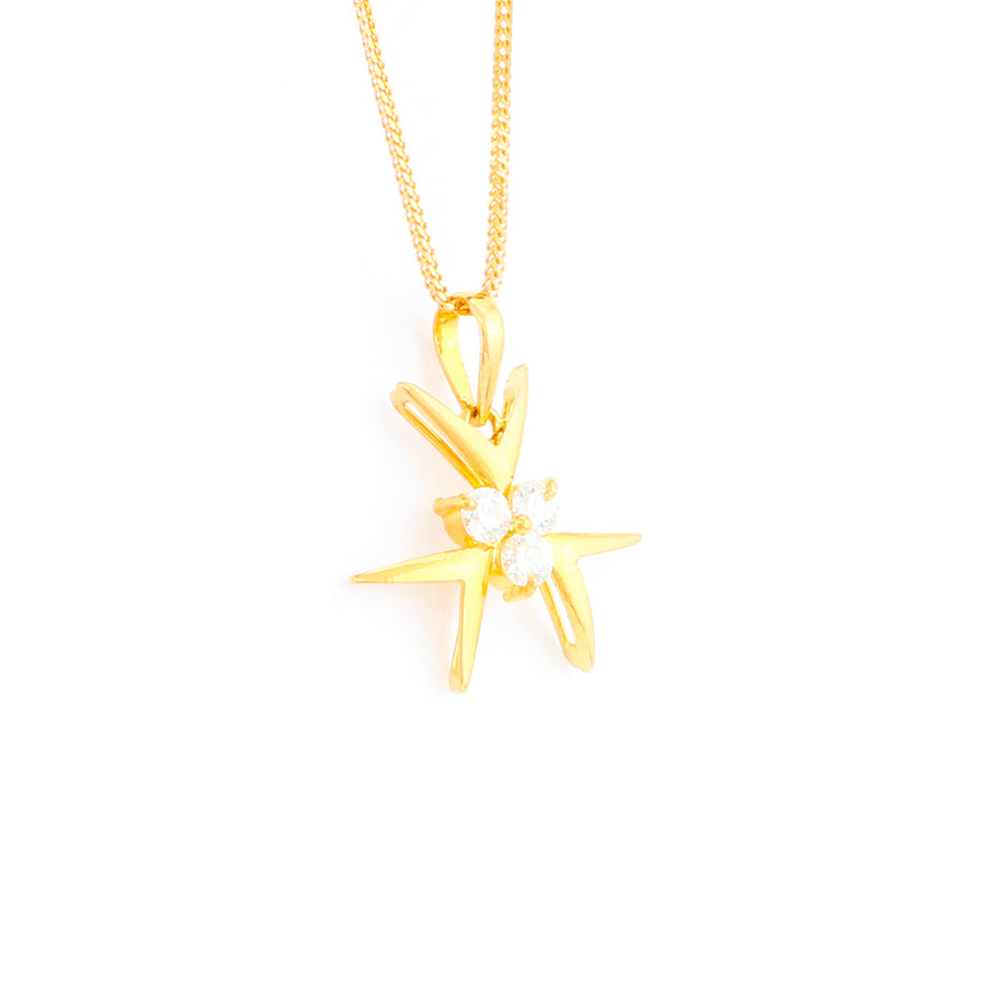 22KT YELLOW GOLD STONE STUDDED PENDANT (PE0001762)