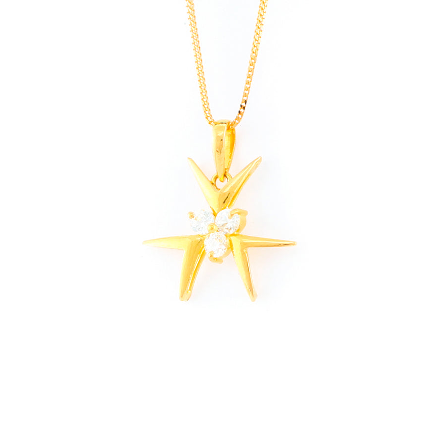 22KT YELLOW GOLD STONE STUDDED PENDANT (PE0001762)