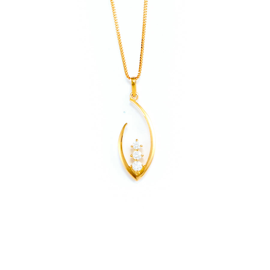 22KT YELLOW GOLD STONE STUDDED PENDANT (PE0001763)