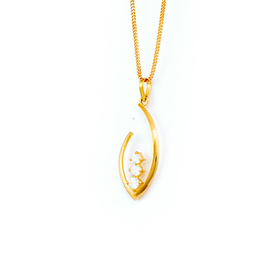 22KT YELLOW GOLD STONE STUDDED PENDANT (PE0001763)