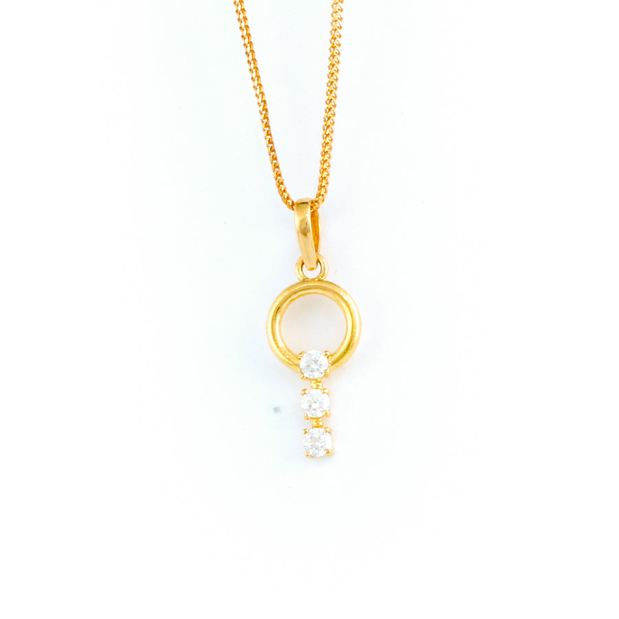 22KT YELLOW GOLD STONE STUDDED PENDANT (PE0001764)