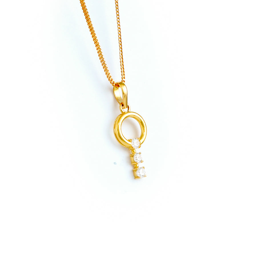 22KT YELLOW GOLD STONE STUDDED PENDANT (PE0001764)