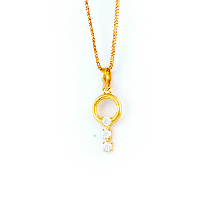 22KT YELLOW GOLD STONE STUDDED PENDANT (PE0001764)