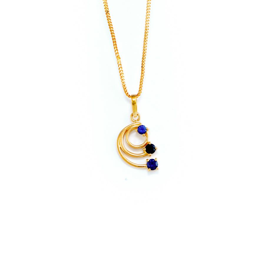 22KT YELLOW GOLD STONE STUDDED PENDANT (PE0001767)