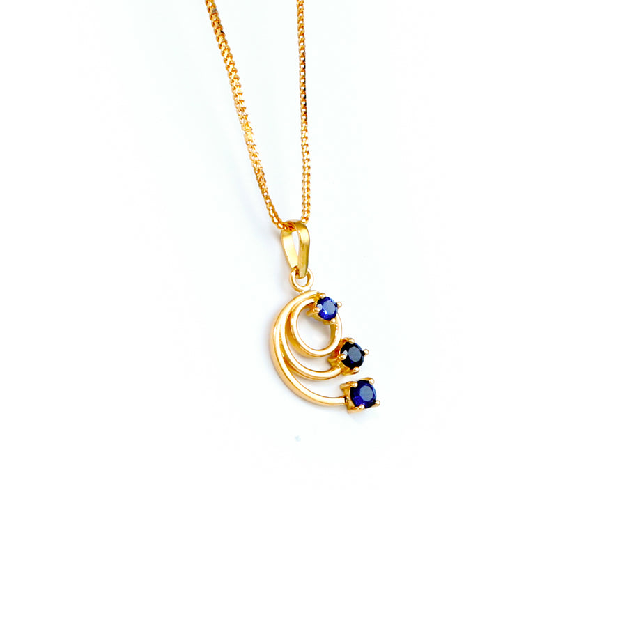 22KT YELLOW GOLD STONE STUDDED PENDANT (PE0001767)