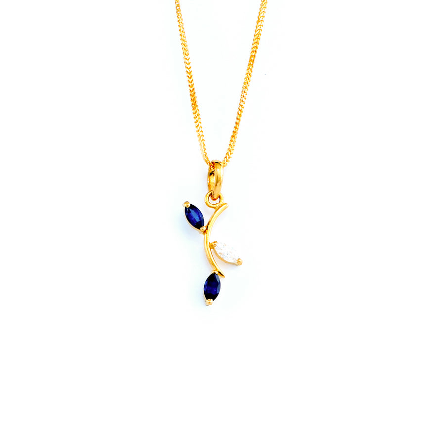 22KT YELLOW GOLD STONE STUDDED PENDANT (PE0001768)