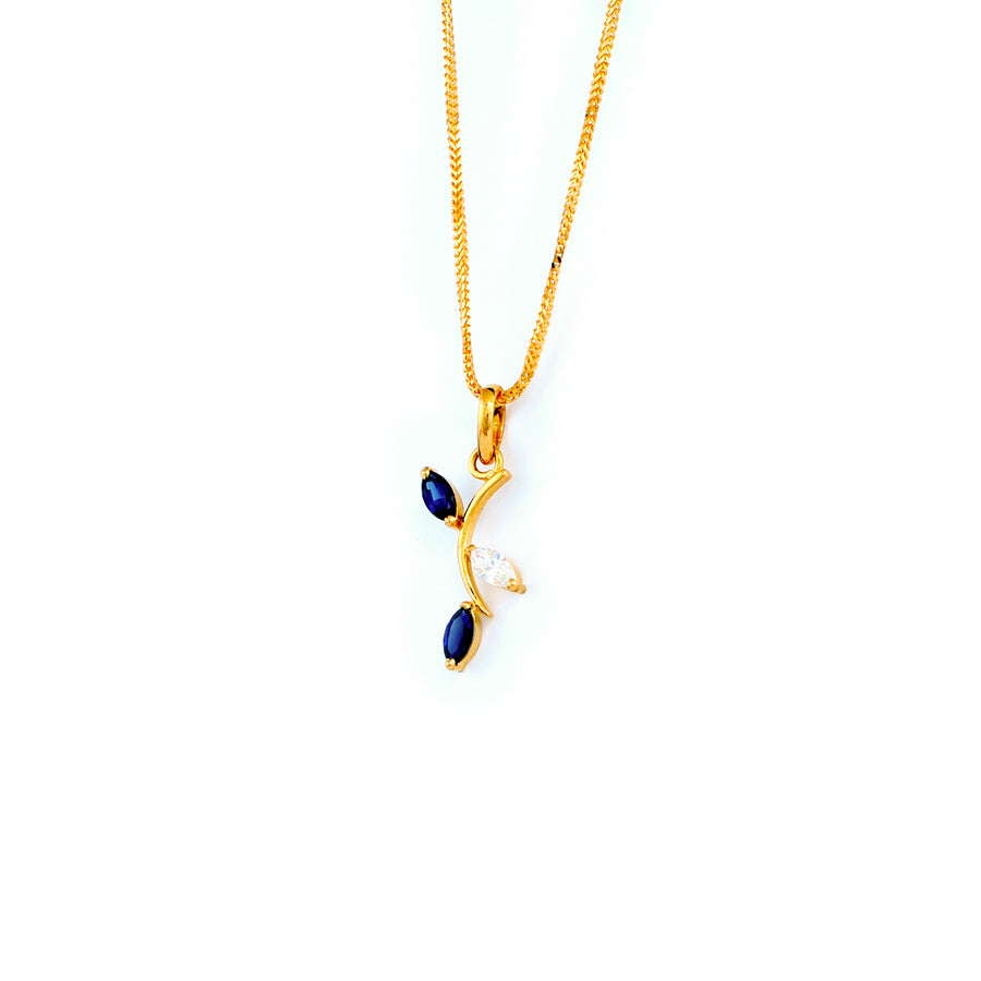22KT YELLOW GOLD STONE STUDDED PENDANT (PE0001768)