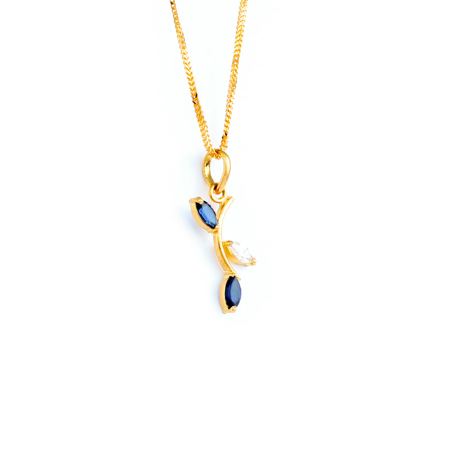 22KT YELLOW GOLD STONE STUDDED PENDANT (PE0001768)