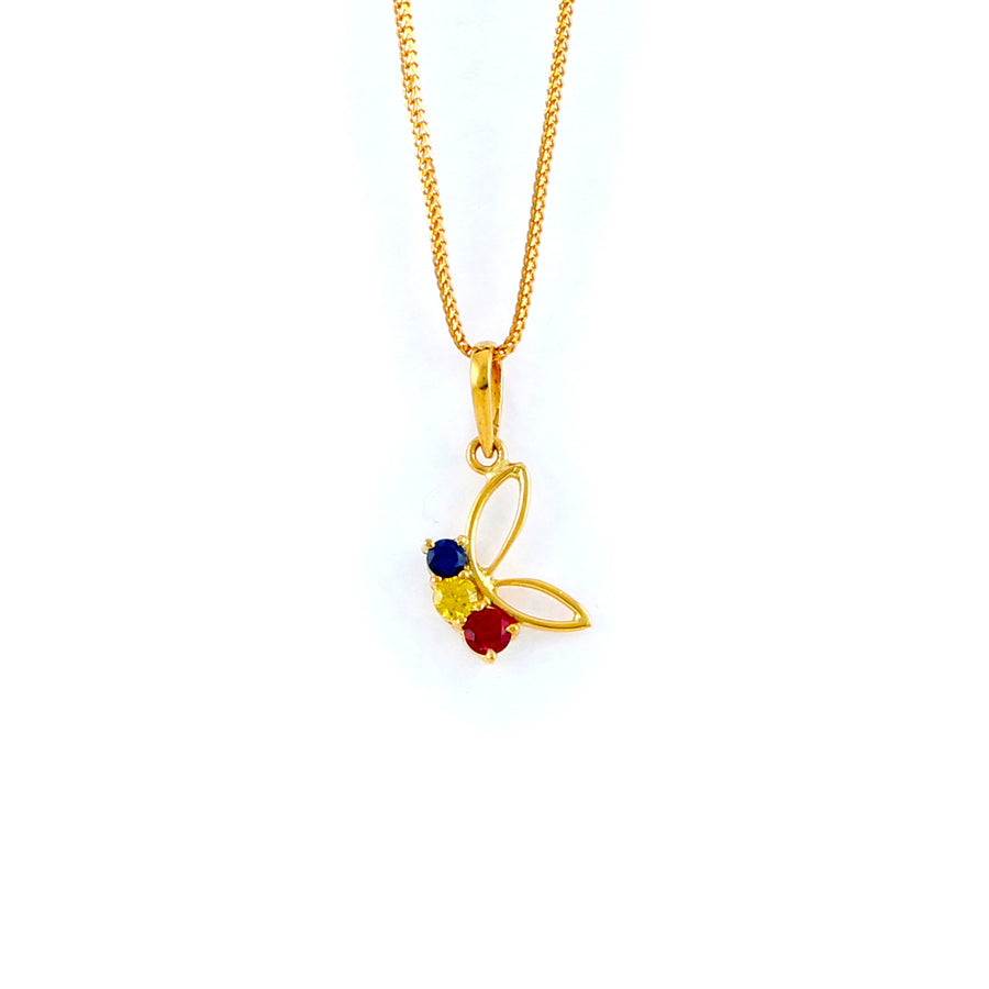 22KT YELLOW GOLD STONE STUDDED PENDANT (PE0001769)