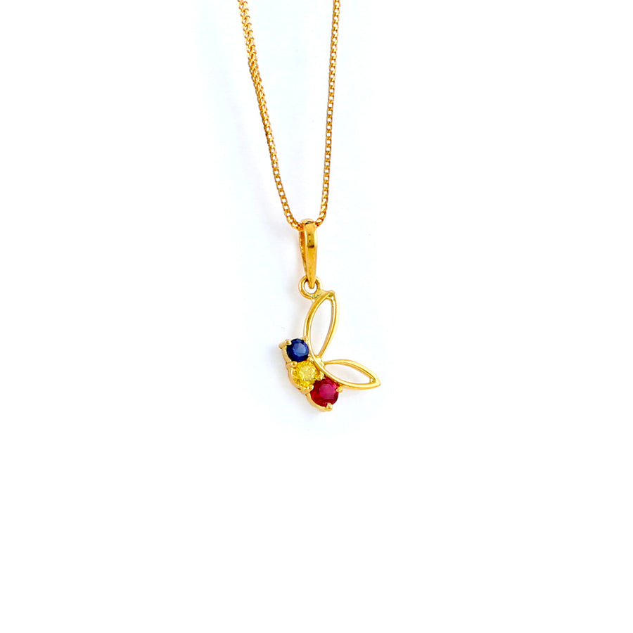 22KT YELLOW GOLD STONE STUDDED PENDANT (PE0001769)