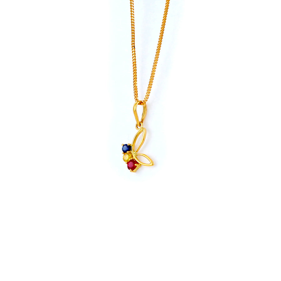 22KT YELLOW GOLD STONE STUDDED PENDANT (PE0001769)