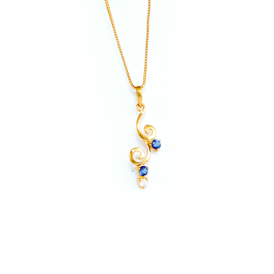 22KT YELLOW GOLD STONE STUDDED PENDANT (PE0001770)