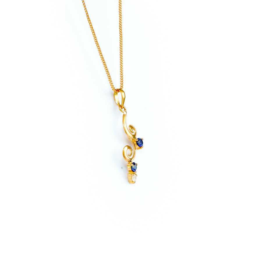 22KT YELLOW GOLD STONE STUDDED PENDANT (PE0001770)