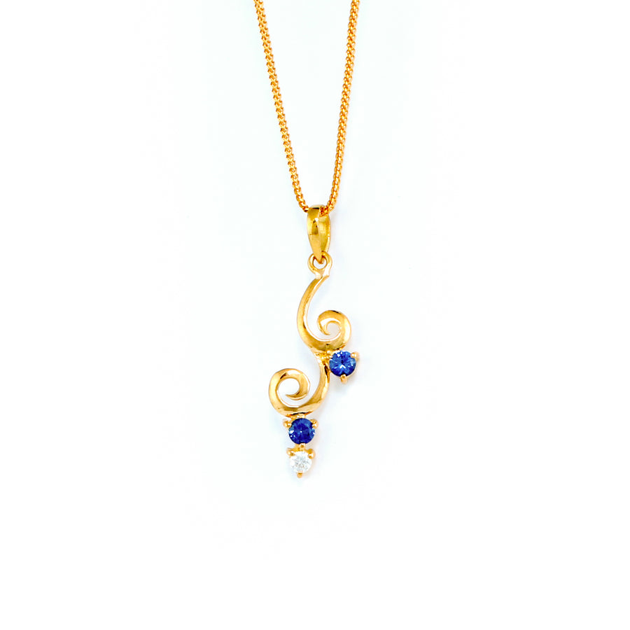 22KT YELLOW GOLD STONE STUDDED PENDANT (PE0001770)