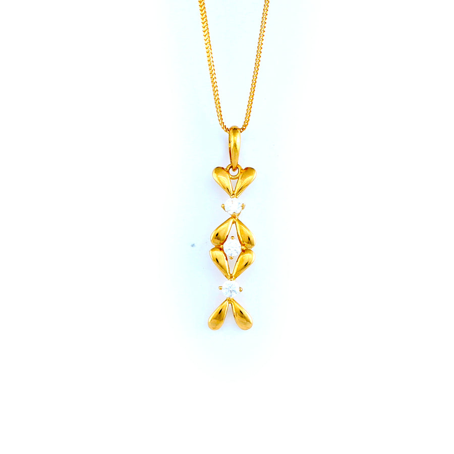 22KT YELLOW GOLD STONE STUDDED PENDANT (PE0001777)