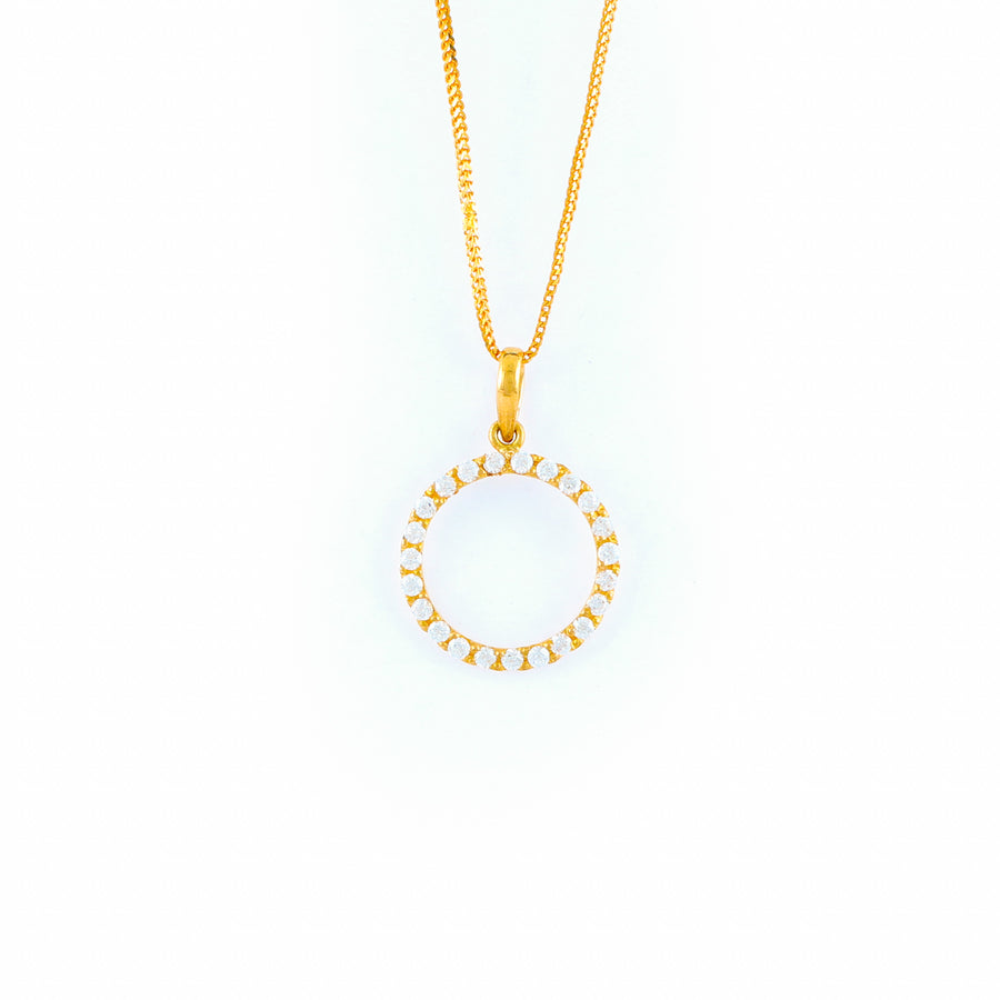 22KT YELLOW GOLD STONE STUDDED PENDANT (PE0001778)