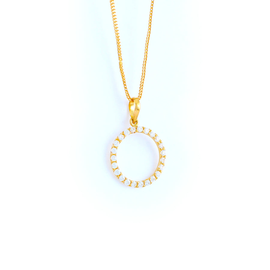 22KT YELLOW GOLD STONE STUDDED PENDANT (PE0001778)