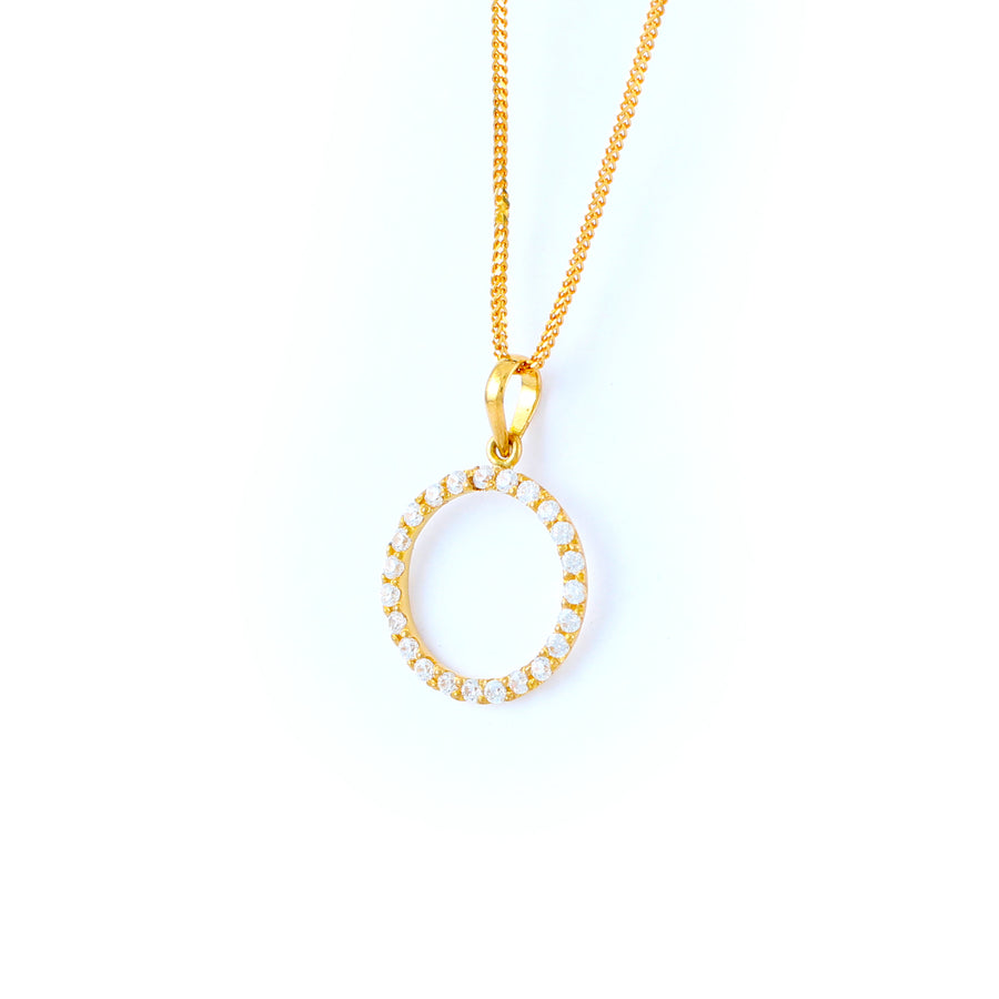 22KT YELLOW GOLD STONE STUDDED PENDANT (PE0001778)