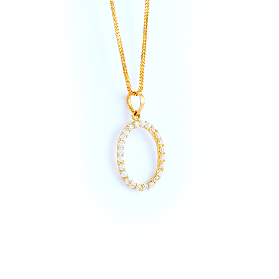 22KT YELLOW GOLD STONE STUDDED PENDANT (PE0001779)